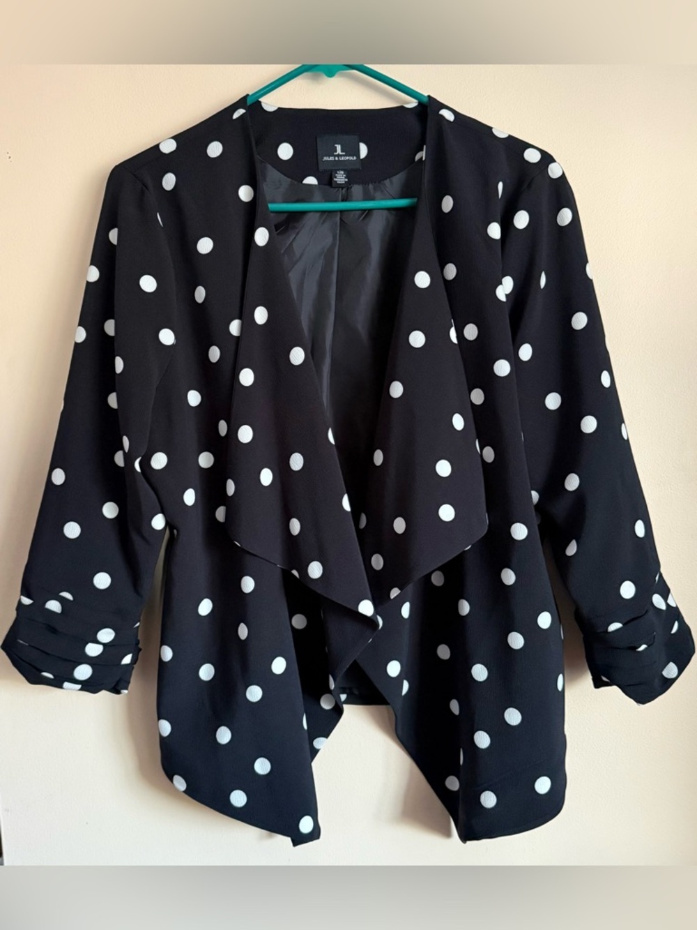 Jules & Leopold Polka Dot Open Front Blazer Size L